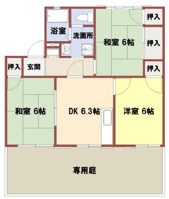 コート・鶴林(3DK/1階)の間取り写真