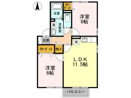 オルテンシア C棟(2LDK/2階)の間取り写真