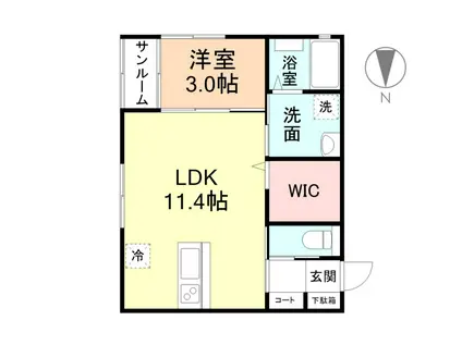 シリウス中島(1LDK/2階)の間取り写真