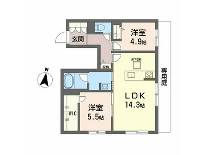 シャーメゾン壺川(2LDK/1階)の間取り写真