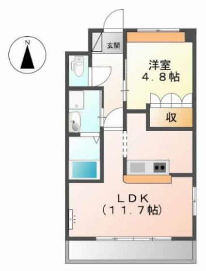 エル・グレイス(1LDK/2階)の間取り写真