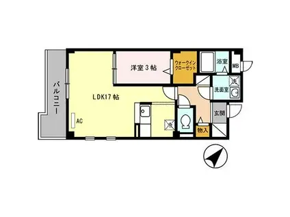 ヴァン エステート北在家(1LDK/2階)の間取り写真