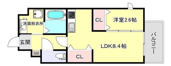 LIFE FIELD東那珂(1LDK/3階)の間取り写真