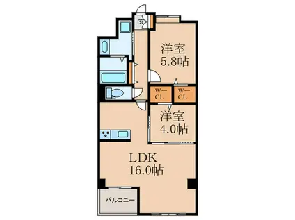 パストラーレ博多(2LDK/5階)の間取り写真