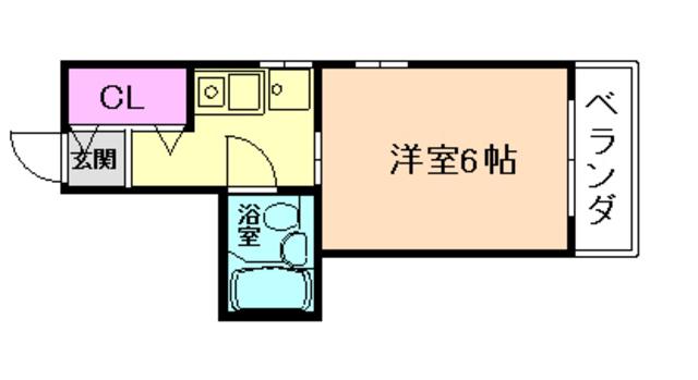 ミツワ小戸ビル(1K/6階)の間取り写真