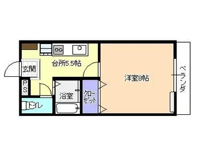 マンションユミリ(1K/2階)の間取り写真