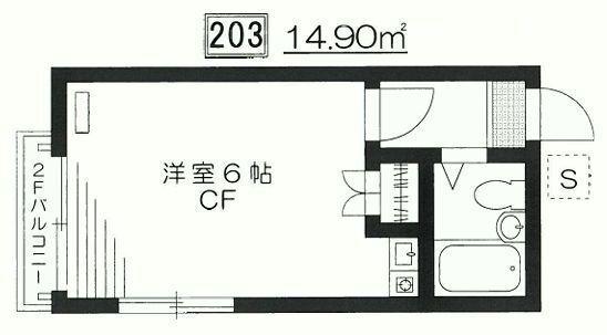 フィガロ館(ワンルーム/2階)の間取り写真