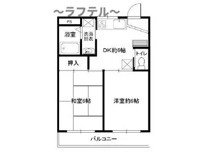 北野ハイツA(2DK/3階)の間取り写真
