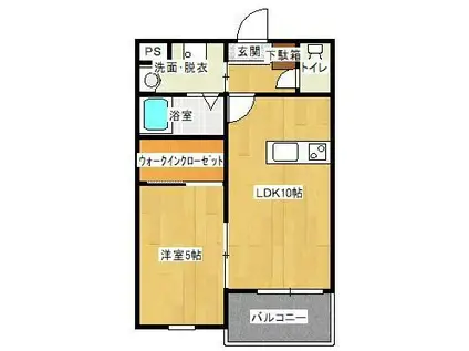 レヴェール稗田(1LDK/3階)の間取り写真