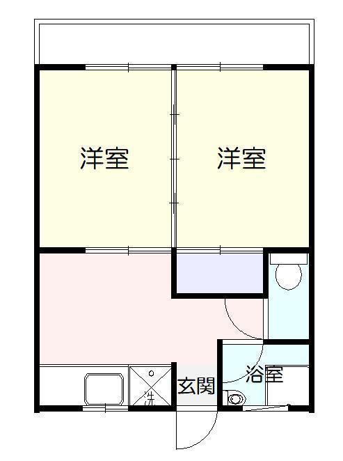 コーポバイパス(2DK/3階)の間取り写真