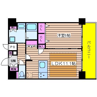 プレサンス本町ジョイス(1LDK/11階)の間取り写真