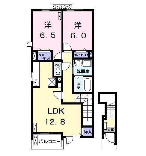 ジュエル ガーデンI(2LDK/2階)の間取り写真