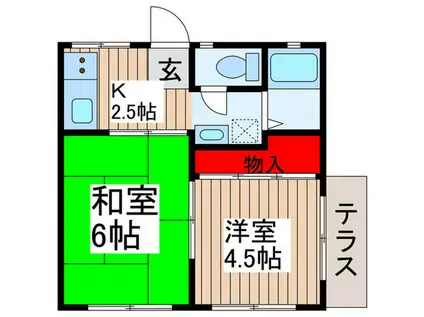 みどりハイツ(2K/1階)の間取り写真