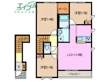 クレストII(3LDK/2階)の間取り写真