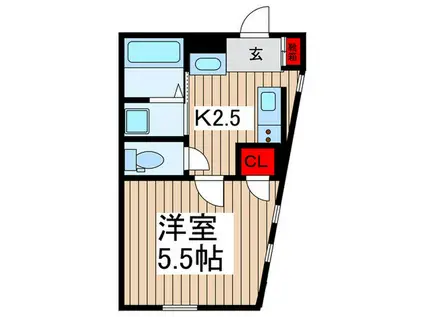 DUOLUXE浦和常盤(1K/2階)の間取り写真