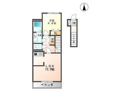 オアシス(1LDK/2階)の間取り写真