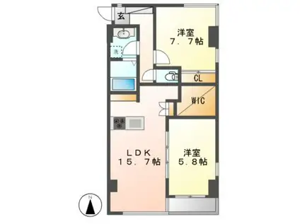 AREX丸の内II(2LDK/4階)の間取り写真