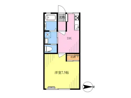 シティハイム皆川I(1DK/1階)の間取り写真