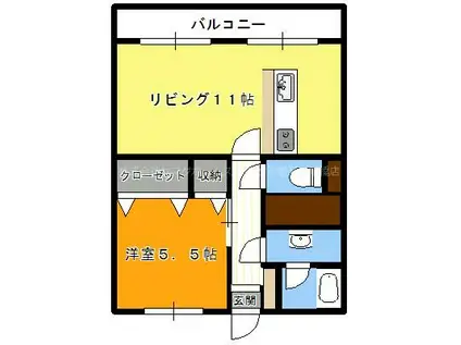 エルシード(1LDK/3階)の間取り写真