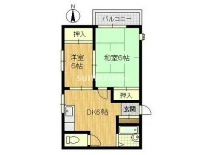 小中島ハイツ(2DK/3階)の間取り写真