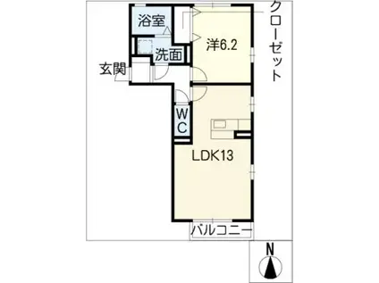 ウィルモアにしきB(1LDK/1階)の間取り写真