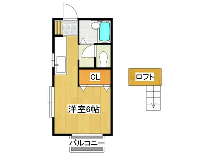 ウッディパレス刈谷(1K/2階)の間取り写真