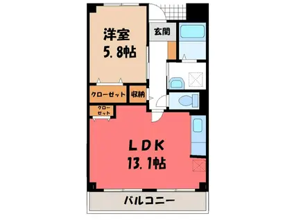 グレイスマンションII(1LDK/3階)の間取り写真