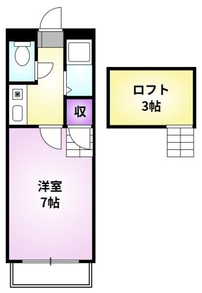 シャトレ隈Ⅱ(ワンルーム/2階)の間取り写真