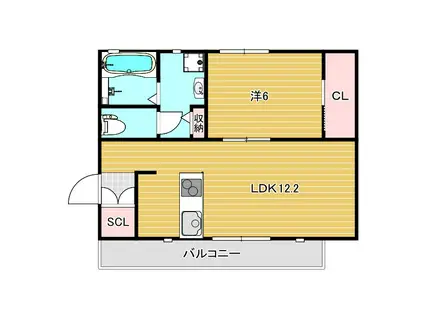 クレスト甲子園(1LDK/3階)の間取り写真