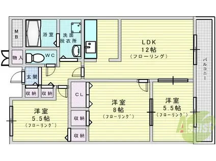 パークハイツアイリス1号館(3LDK/1階)の間取り写真