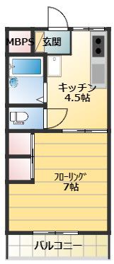 デイブレイクタウン(1K/4階)の間取り写真