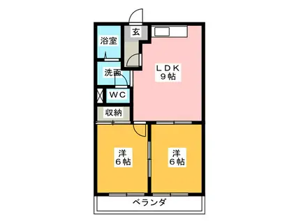 ハイツハカマタ II(2LDK/1階)の間取り写真