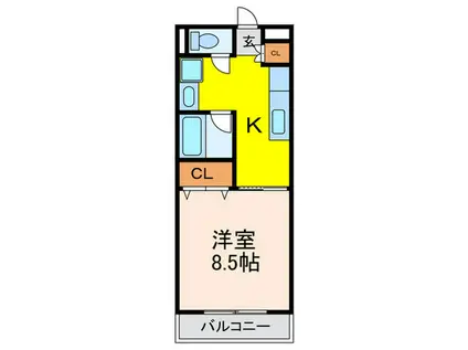 ジョイメニー(1K/1階)の間取り写真