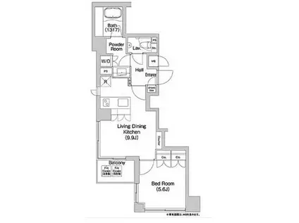 コンフォリア日本橋人形町ノース(1LDK/5階)の間取り写真