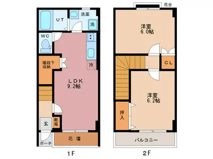 カトルレーヴ(2LDK/1階)の間取り写真