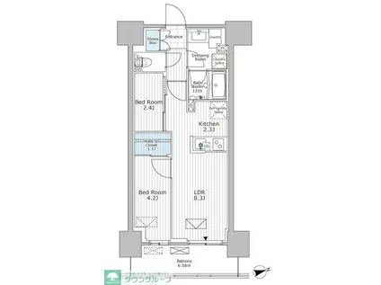 パークアクシス市川(2LDK/12階)の間取り写真