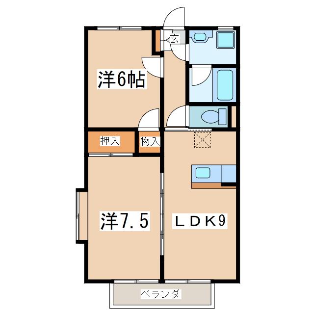 セゾンあらい(2LDK/2階)の間取り写真