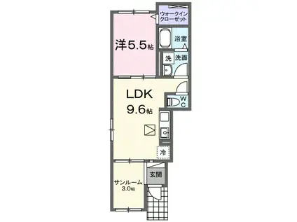 フェリーチェ東天王町II(1LDK/1階)の間取り写真