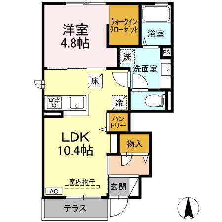 サンガーデン(1LDK/1階)の間取り写真