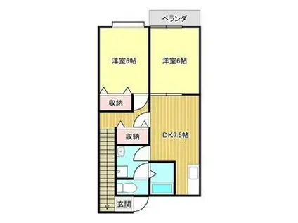 ファミールヤマモト(2DK/2階)の間取り写真