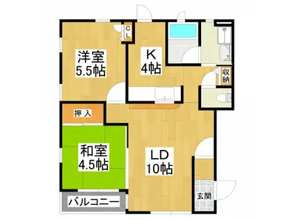 エン・フィールド 大饗(2LDK/2階)の間取り写真