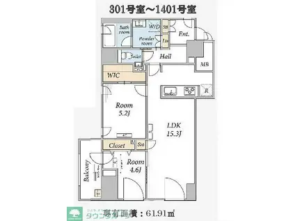 THE MAYFAIR(2LDK/9階)の間取り写真