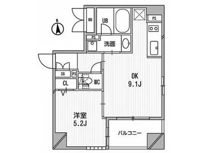 クリオ三田ラ・モード(1LDK/11階)の間取り写真