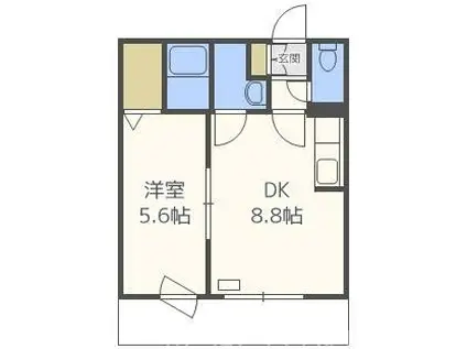 ラフィナート近代美術館(1LDK/3階)の間取り写真