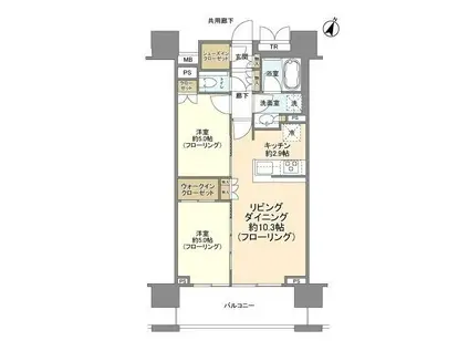 クレヴィア新宿若松町(2LDK/5階)の間取り写真