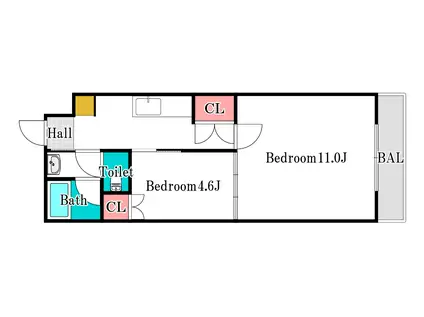 ロイヤルハイツ人見(2K/4階)の間取り写真