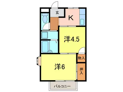 フェイスきたの(2K/2階)の間取り写真