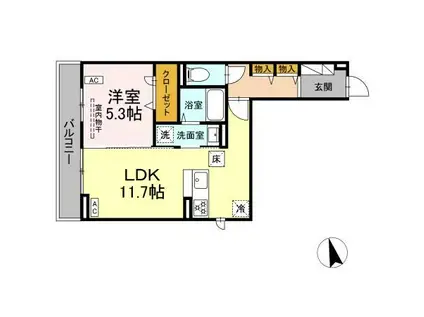 エスペリア高座渋谷(1LDK/1階)の間取り写真