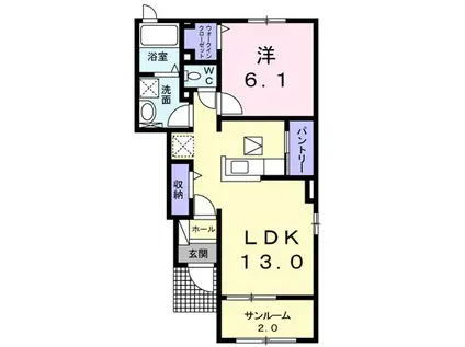 ポストマスターS(1LDK/1階)の間取り写真
