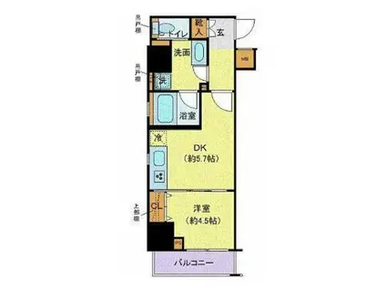 クレイシア秋葉原ラグゼスウィート(1DK/5階)の間取り写真